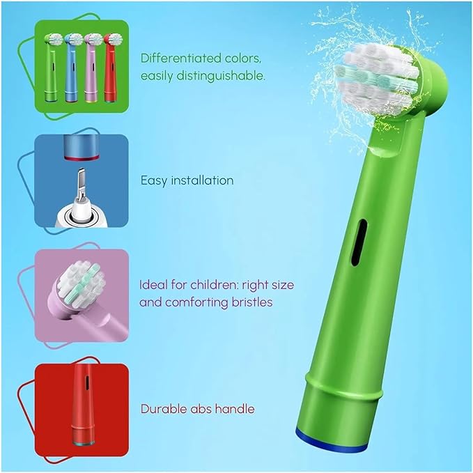 Electric Toothbrush Replacement Heads Compatible for Oral-BD100 D25 D30 D32 4739 3709 3744 Basic Cleaning Soft Bristles(16 pcs)