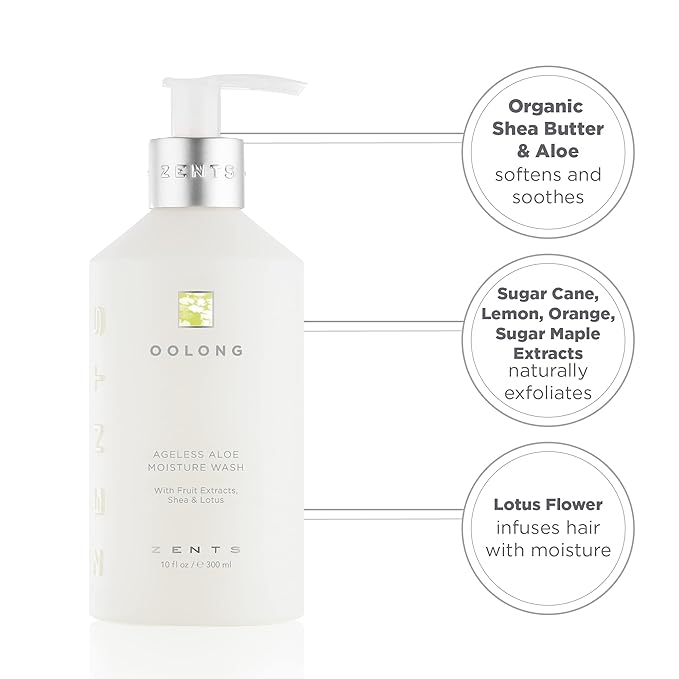 Zents Hand &amp Body Wash (Oolong Fragrance) | Hydrating Anti-Aging Cleanser with Organic Shea Butter &amp Aloe for Dry Skin | Gentle &amp Nourishing | 10 fl oz
