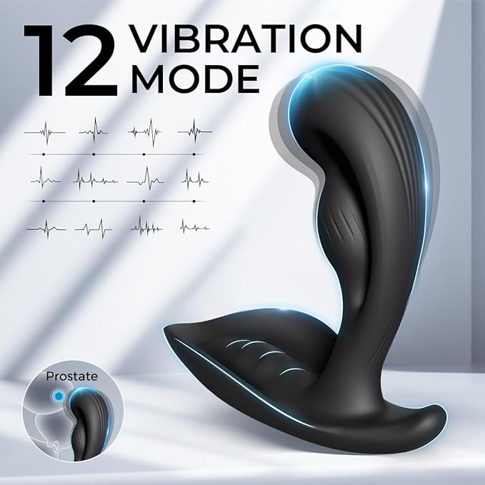 Remote Control Silicone Massagers Kit with Water Resistant Play in Anywhere You Like (Black) for Man Rechargeable Body Prostrate Massager with 12 Modes for Men Relax Massaging PW1O11q (Large)