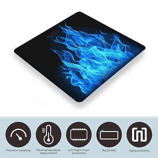 Blue Flame Scale for Body Weight Sturdy Tempered Glass Weighing Scales with LCD Display Accurate Digital Bathroom Scale Convenient Body Fat Smart Scales 400lb