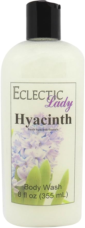 Eclectic Lady Liquid Pearl Body Wash - Hyacinth Scent 3-in-1 Use For Bubble Bath Hand Soap &amp Body Wash Phthalate-Free Hyacinth Fragrance Handcrafted in USA (8 oz)