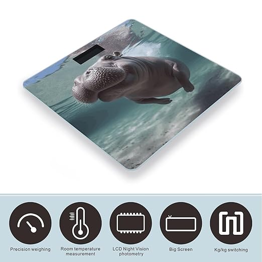Diving Hippo Digital Bathroom Scale for Body Weight Weighing Scale with Backlit LCD Display High Precision Measurements &amp Measures Weight Up to 180kg