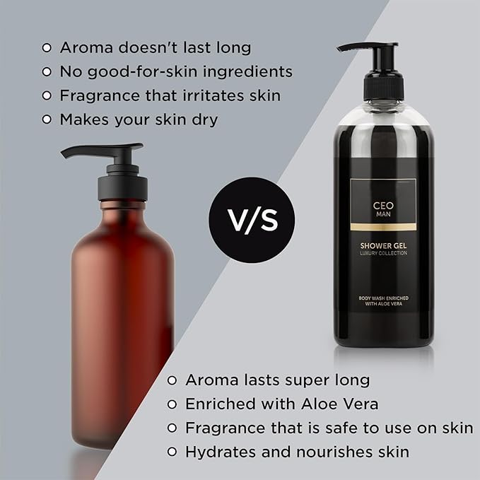 BVita Luxury CEO MAN Body Wash Refreshing Shower Gel for Deep Cleansing Hydrating &amp Moisturising Skin with Aloe Vera &amp Charcoal Powder 500 Ml