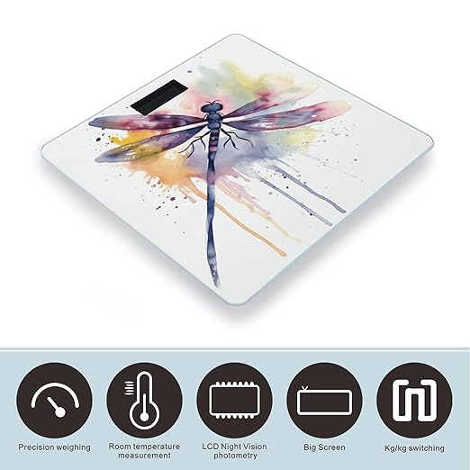 Colorful Dragonfly Smart Scale for Body Weight Accurate Bathroom Scale with LED Display Digital Weight Scales Weighing Machine High Precision Scales for Bath Home