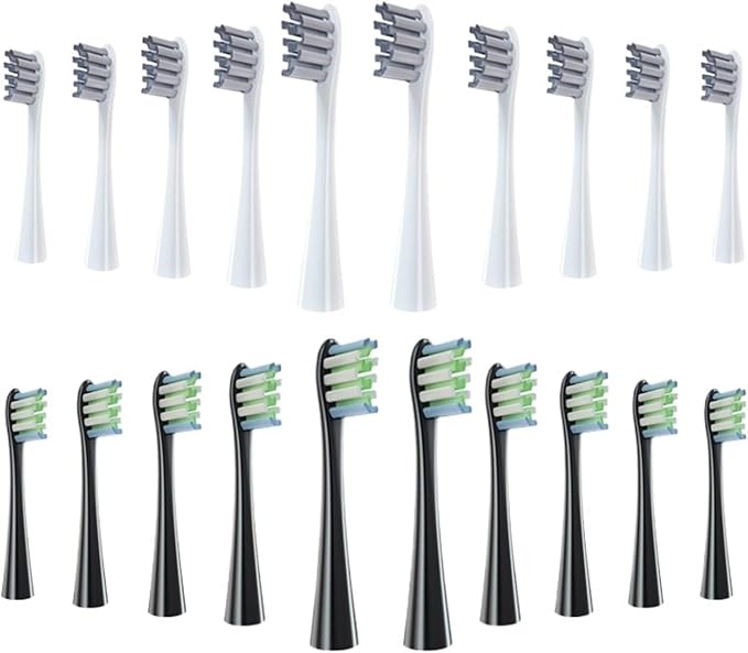 20pcs Brush Head ReplacementCompatible for Oclean X/X PRO/ Z1 Toothbrush Soft Bristle Brushes Replaceable(10 Grey 10 Black)