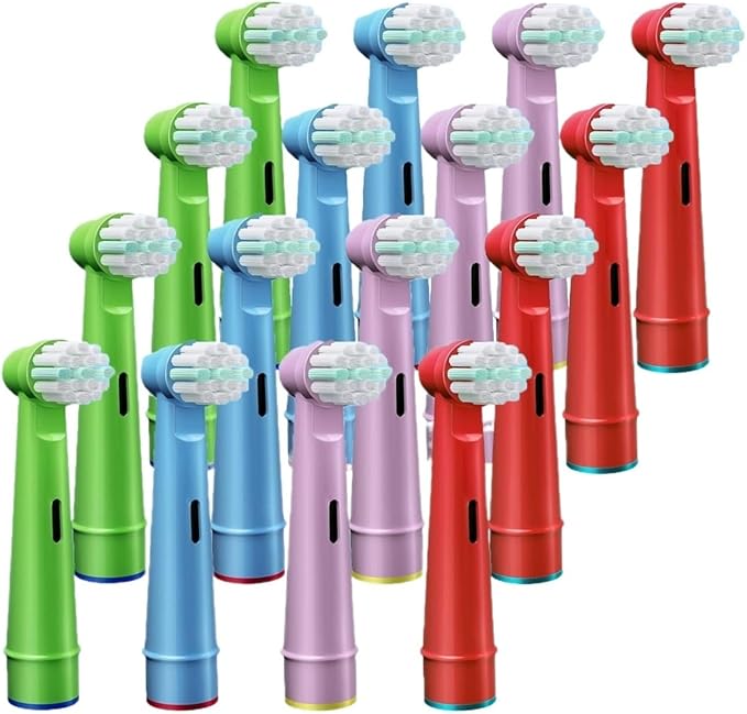 Electric Toothbrush Replacement Heads Compatible for Oral-BD100 D25 D30 D32 4739 3709 3744 Basic Cleaning Soft Bristles(16 pcs)