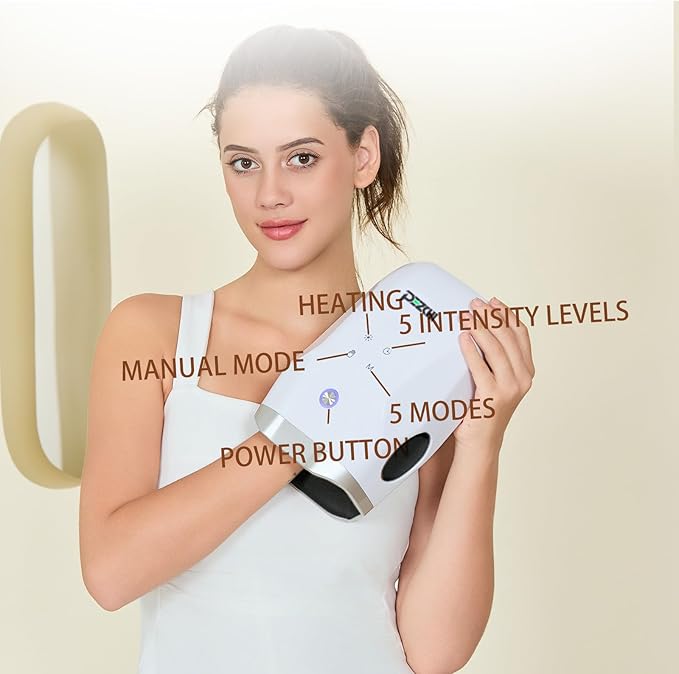 Hand Massager with Heat and Compression for Arthritis and Carpal Tunnel FingerPalm and Wrist MassageHand Relief5 Pressure Levels 5 ModesRelaxation at OfficerGifts for MenWomen and Mom