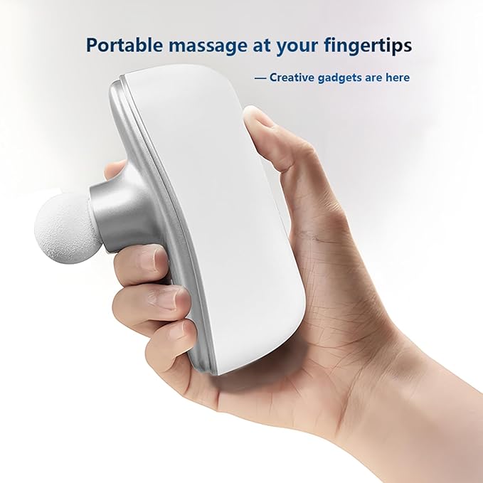 Mini Fascia Massage Gun Portable &amp Handheld Muscle Pain Relief in Neck Back Leg Hand Shoulder Deep Tissue Percussion Fascia Gun. (Silver-White)