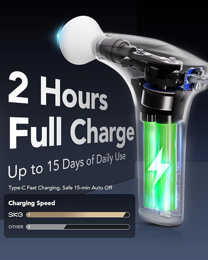 SKG Mini Massage Gun Deep Tissue for Women Men FSA and HSA Eligible Birthday Gift for Women Men 10mm Portable Percussion Massage Gun with Carry Bag Handheld Muscle Massager for Pain Relief FS700