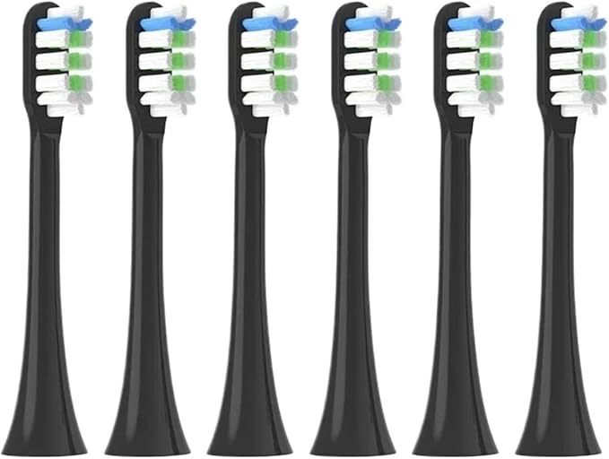6PCS Toothbrushes HeadCompatible for SOOCAS X3/X3U/X3Pro/V1/X5/X1 Pro Sonic Colorful Toothbrush Soft Bristle Nozzles(6black)