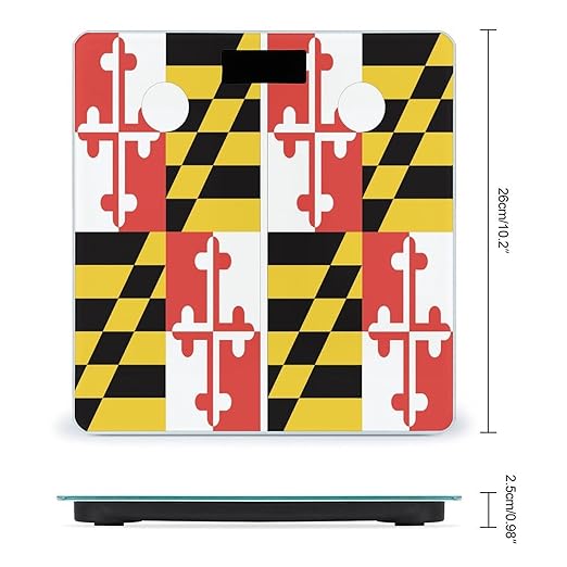 Maryland State Flag Smart Square Scale with Digital Display for Bathroom Scale
