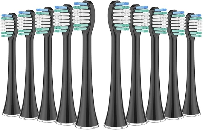 Replacement Toothbrush HeadsCompatible for Aquasonic Black Pro Series Duo Electric Refill Bristles(10pcs Black)