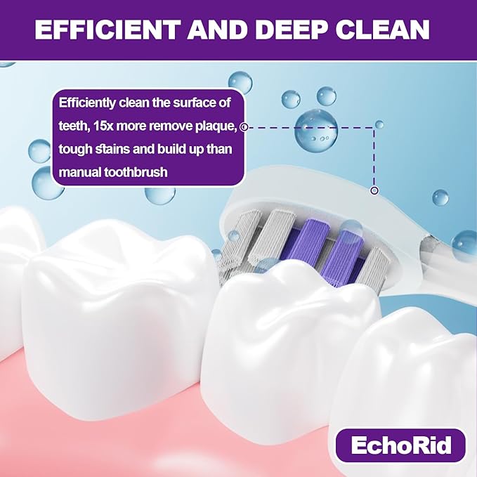 Metal Electric Toothbrush with UV ModeVibration and Oscillation Electric Toothbrush for Adults and Teen6 Brush Heads &amp Travel Case 5 Modes &amp Timer One Charge Last 120 Day（Rose）