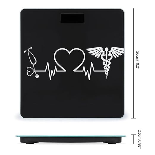 Love Heart Nurse Heartbeat Black and White Smart Square Scale with Digital Display for Bathroom Scale