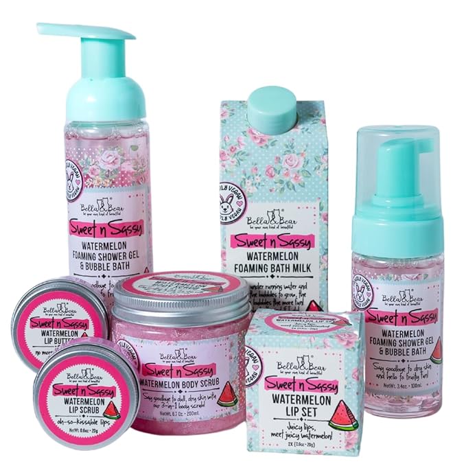 Bella &amp Bear Sweet 'n' Sassy Watermelon Foaming Shower Gel &amp Bubble Bath 6.7 oz (Pack of 2)