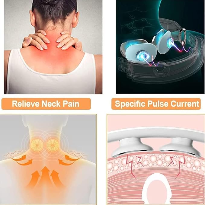 Neck Massager Acupoints Lymphatic Drainage Machine 12 Modes for Pain Relief Portable Neck Massager for Women &amp Men - Blue
