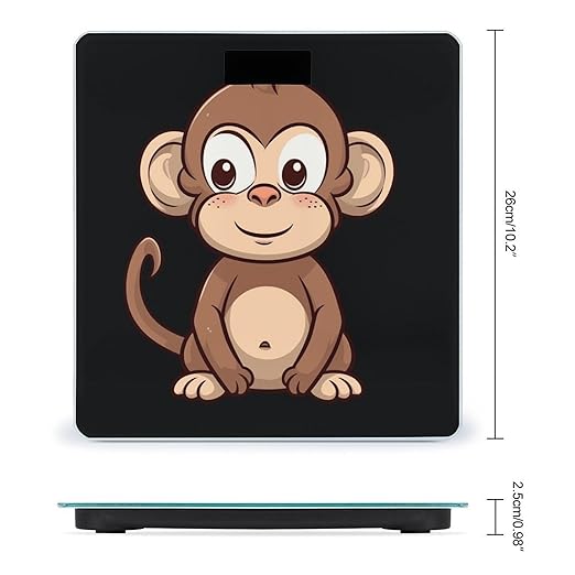 Cartoon Brown Monkey Scale for Body Weight Highly Accurate Digital Bathroom Body Scale Digital Bathroom Scales for People Anti-Slip Large LCD Display Smart Scales