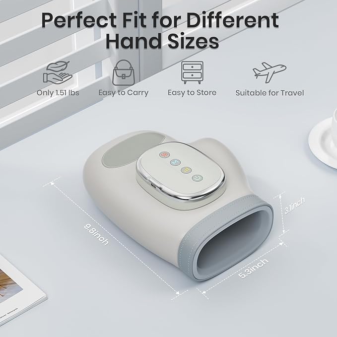 Cordless Hand Massager with Heat and Compression Electric Hand Massager for Arthritis and Carpal Tunnel Relief 3 Modes 3 Heat Levels 5 Compression Settings Hand Massage Ideal Gifts for Women/Men