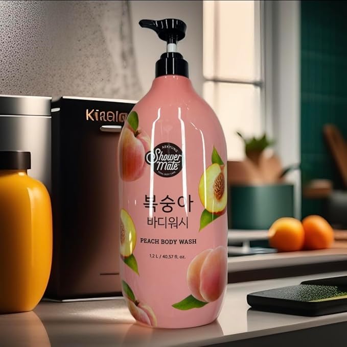 Shower Mate Peach Body Wash Pink 40.57 fl oz Fruit-Scented Bath and Shower Gel 1.2L