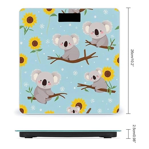 Digital Bathroom Weighing Scale Energy Saving Scale Smart Scale for Body Weight Sunflower Cute Cartoon Koala Bear
