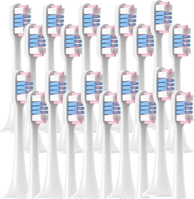 20/50 Pieces Replacement Brush Heads Compatible for Xiaomi T300/T500/T700 Clean Soft Bristle Electric Toothbrush Nozzle(20WhiteBluePink)