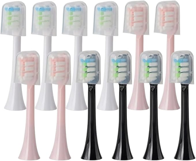 Replacement Brush Heads for SOOCAS X3U/X3Pro/X5/V1/D2/D3 6/12pcs Bristle Electric Toothbrush Dupont Sealed Packed(SHUSHI-WH6BK6)