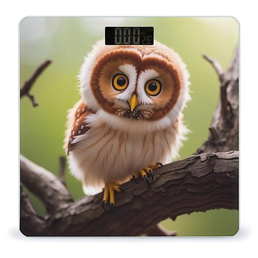 Real Cute Owls Scale for Body Weight Digital Bathroom Scale Toughened Glass High Precision Scales for Body Weight with Large LCD Backlight Display Weight Scales