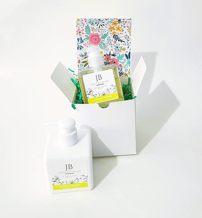 Japanese Citron Organic Body Wash &amp Body Crème Set (8 Oz Body Wash &amp Crème Bottles)