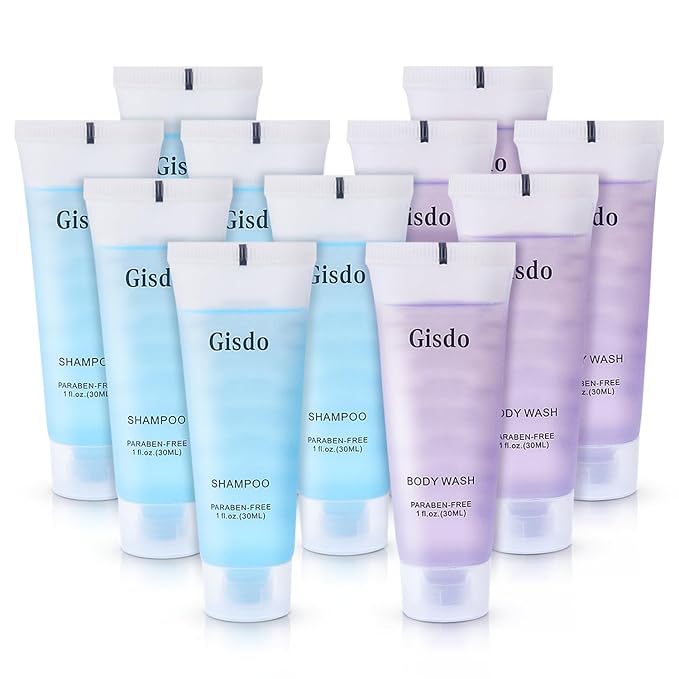 30 Travel Size Body Wash Bulk bundle with 30 Travel Size Shampoo Bulk 30mL 1 oz Hotel Shampoo Supplies for Guests AirBnB Essentials Travel Size Toiletries Bulk