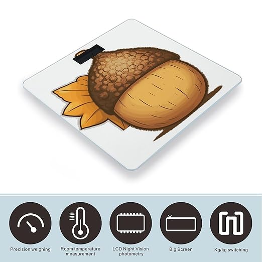 Digital Bathroom Scale for Body Weight Scale with Bright LCD Display High Accuracy Step-On Technology Auto On/Off Cartoon Acorn Digital Scales 400 Lbs /180kg