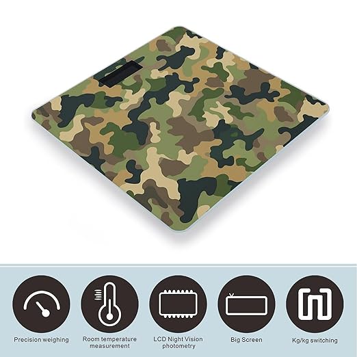Solid Color Camouflage Smart Scale for Body Weight Accurate Bathroom Scale with LED Display Digital Weight Scales Weighing Machine High Precision Scales for Bath Home
