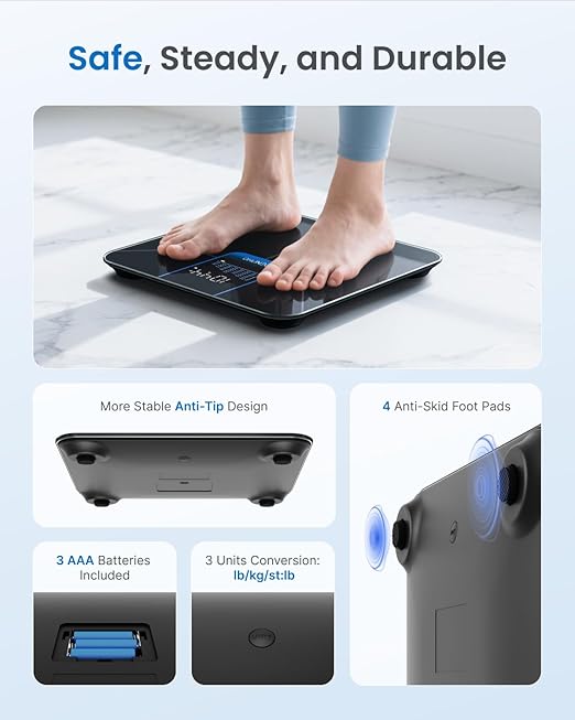 RENPHO Weight Scale for Body Weight High-Accurate Digital Bathroom Scale with 7-Day Weight Trend Large LED Display Sleek Weighing Scale with Sturdy and Durable Base 11.02 400lbs