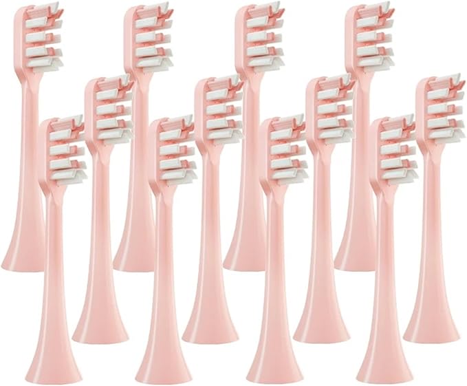 12pcs Brush Heads Sonic Electric Toothbrush Soft Bristle Nozzles Compatible for SOOCAS X3/X3U/X5 Replacement Clean Tooth(12pcs Pink)