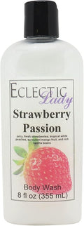 Eclectic Lady Liquid Pearl Body Wash - Strawberry Passion Scent 3-in-1 Use For Bubble Bath Hand Soap &amp Body Wash Phthalate-Free Strawberry Passion Fragrance Handcrafted in USA (8 oz)