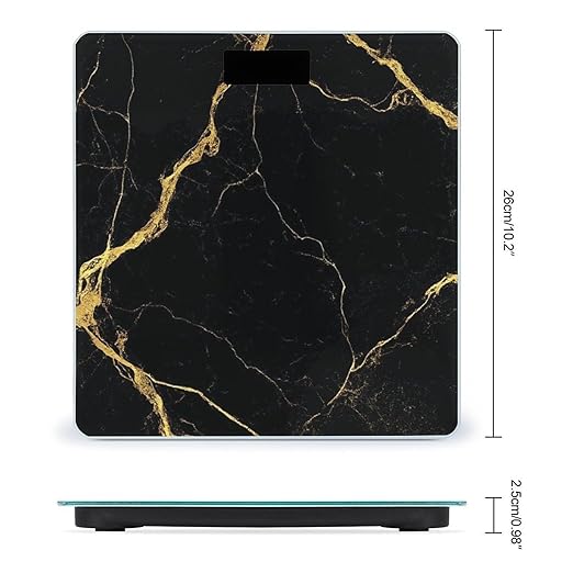 Smart Scale for Body Weight Digital Bathroom Weighing Scale Energy Saving Scale Black and Gold Marble Texture