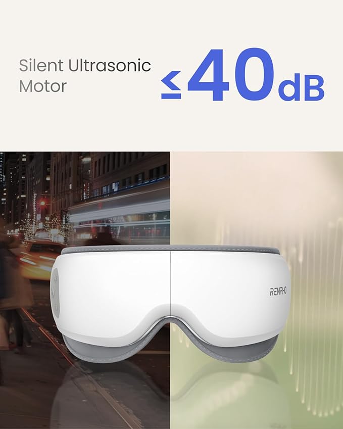 RENPHO Ultra-Quiet Eye Massager with Heat Lightweight Eye Mask for Migraines FSA Eligible HSA Face Massager for Dry Eyes Relax Reduce Strain Improve Sleep Eyeris Zen Mothers Day Birthday Gifts