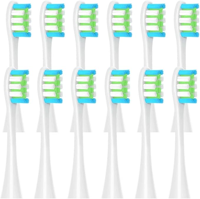 12PCS Replacement Brush Heads Compatible for Oclean X/X PRO/ Z1/ F1/ One/Air 2 /SE Sonic Electric Toothbrush Soft Bristle Nozzles(12pcs White)
