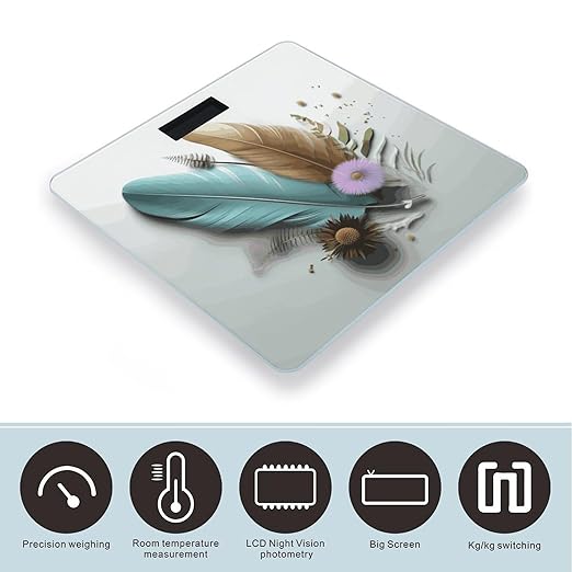 Feather Flower Bathroom ScaleHighly Accurate Digital Weighing Machine for People Bright LED Display Weight Scale for The Aldult Home Use