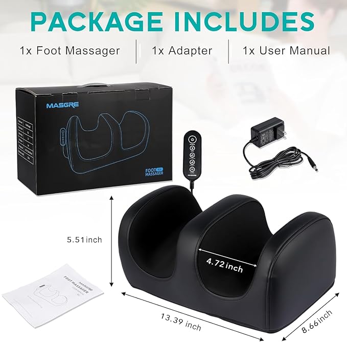 Electric Foot Massager Machine with Heat Shiatsu Kneading Feet and Calf Massagers for Relaxation Plantar Fasciitis Relief Deep Tissue Massage Gifts for Mom &amp Dad Wired Remote