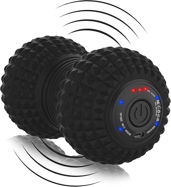 ZeenKind Vibrating Peanut Massage Ball Ultra Strong Rechargeable Therapy Roller Trigger Point Massager for Back Neck Foot Muscle Pain Myofascial Release &amp Plantar Fasciitis Relief