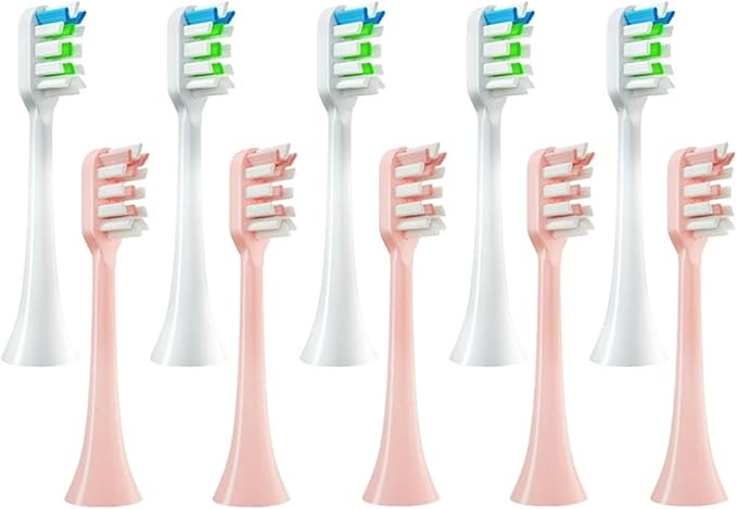 12pcs Brush Heads Sonic Electric Toothbrush Soft Bristle Nozzles Compatible for SOOCAS X3/X3U/X5 Replacement Clean Tooth(6White with 6Pink)