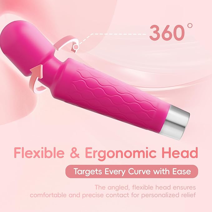 Aura Mini Personal Massager - Rechargeable Cordless Wand 7 Vibration Speeds IPX4 Waterproof Compact Handheld Design Body-Safe Silicone Gift for Women Travel Portable Rose Purple