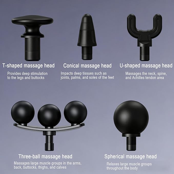 Massage Gun with Upgraded Extension Handle Massage Gun Deep Tissue - Back Massager for Pain Relief Deep Tissue Muscles/Neck/Shoulders/Waist/Legs Massager 5 Replaceable Heads &amp 9 Speed Levels(Bl