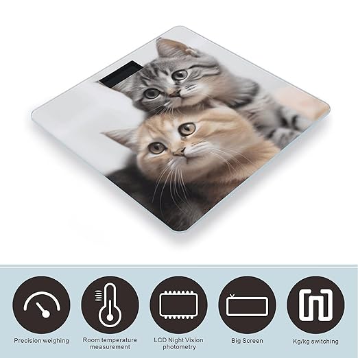 Cats Scale for Body Weight Safe Rounded Corners Tempered Glass Digital Bathroom Scale LED Display 400lb Capacity Weight Scales with High Precision Sensors