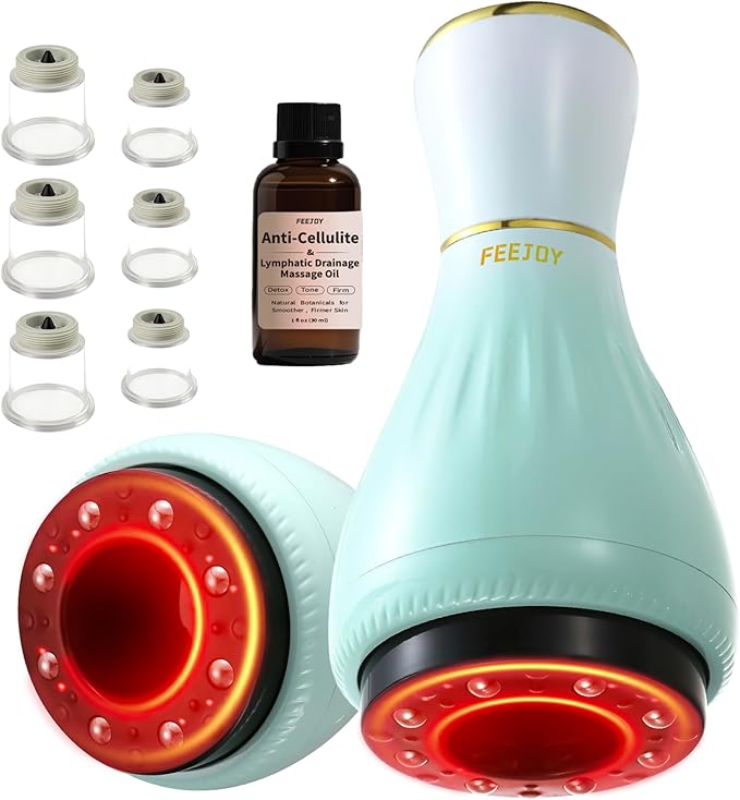 Electric Cupping Kit for Massage Therapy with Heat – Cellulite Massage Tool Lymphatic Drainage Massager Pain Relief for Back Neck &amp Shoulders – Moving &amp Static Cupping Set for Body Sculptin