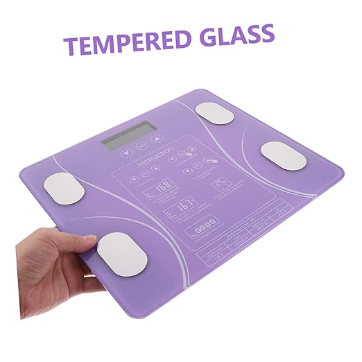 VOSAREA Household Electronic Precision Weight Scale Intelligent LED Display Fat Measuring Digital Bathroom Scale Creative Design Without Battery Purple Battery Style