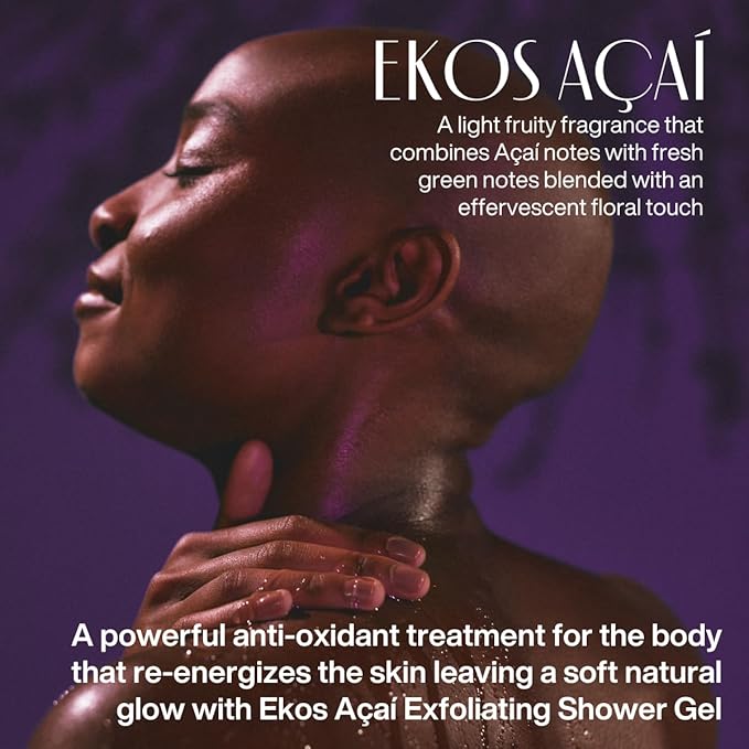 Natura - Ekos Açaí Revitalizing Exfoliating Shower Gel - Natural Exfoliants - Removes Impurities - Body Wash - Vegan Skin Care - Brazilian Beauty Secrets - Self Care &amp Body Care - 6.2 fl oz (185ml