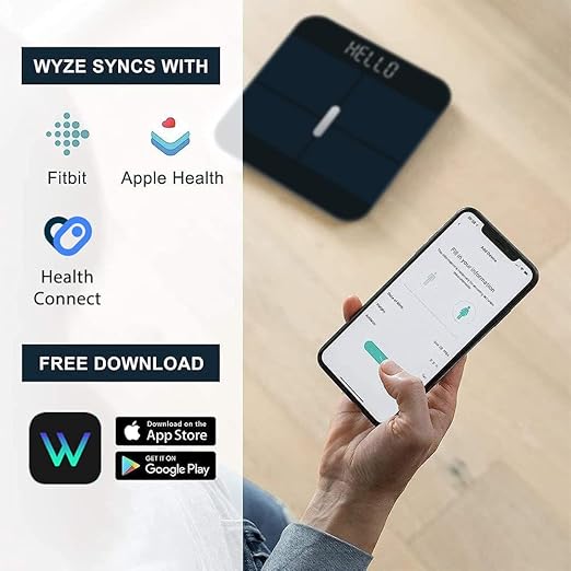 Wyze Smart Scale X - Digital Bathroom Scale for Body Weight BMI Body Fat Muscle Mass Heart Rate Monitor | Sync with Health Apps | for People Baby &amp Pet 400 lbs (Black)