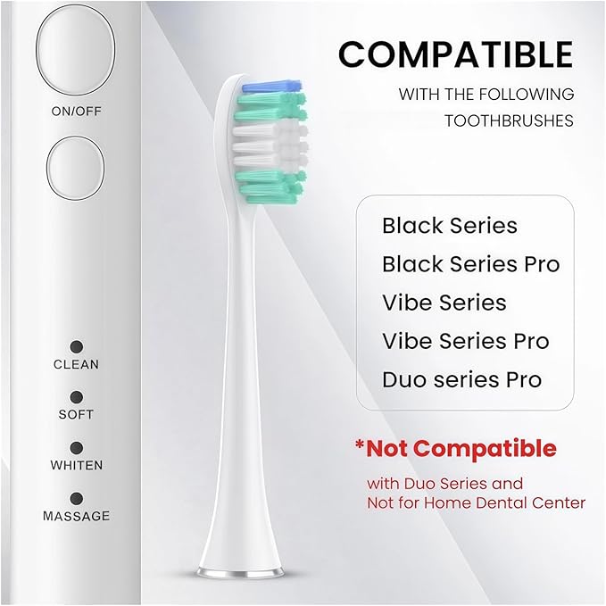 10 Pieces Replacement Brush Heads Compatible with Aquasonic Series Electric Toothbrush Soft Bristle Deep Clean Teeth(8pcs Black)