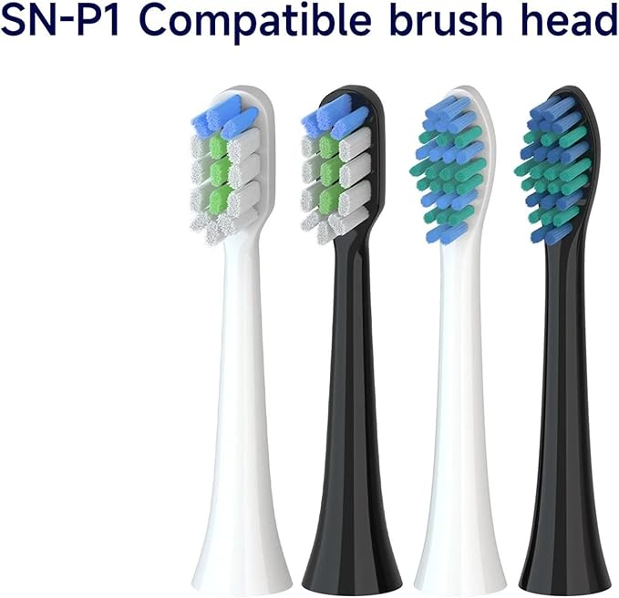 Compatible for SNP1 Electric Toothbrush Replacement Brush Head SN-P1 Bright White(Dark Grey)